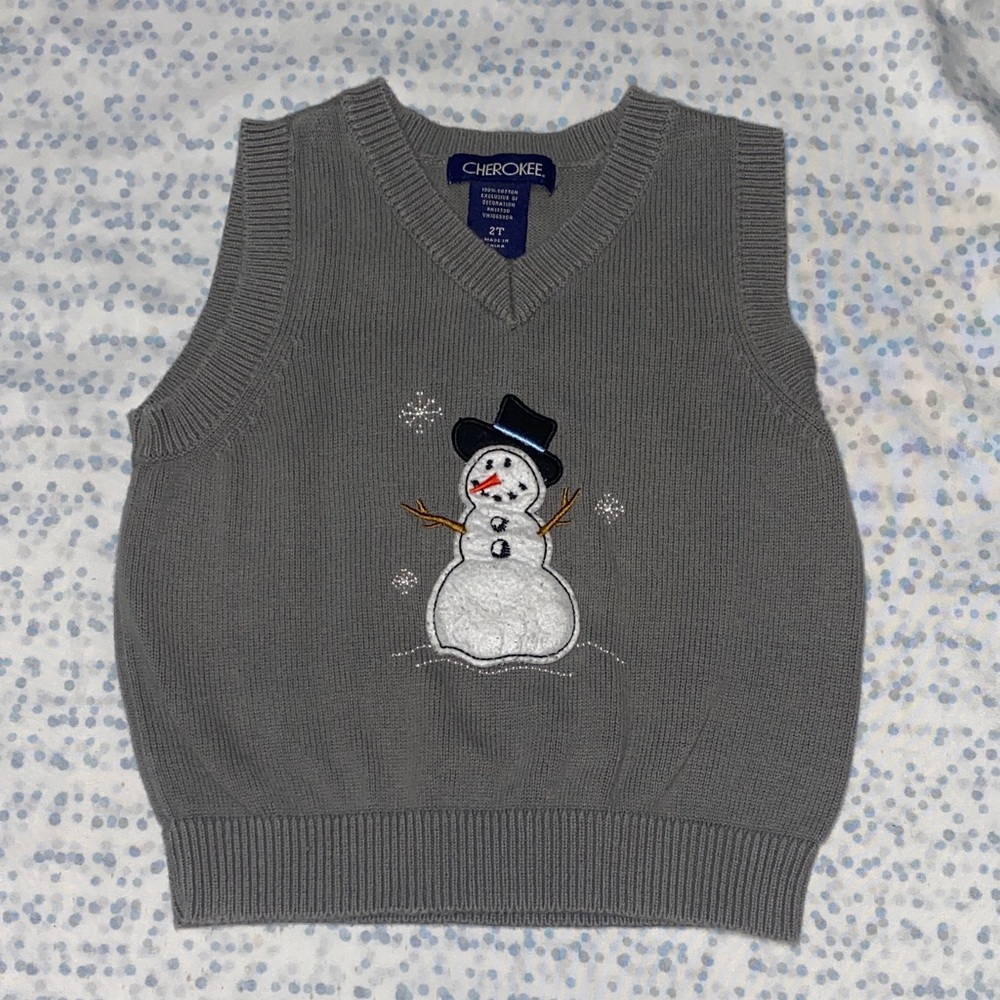 Cherokee Gray Snowman Knit Vest